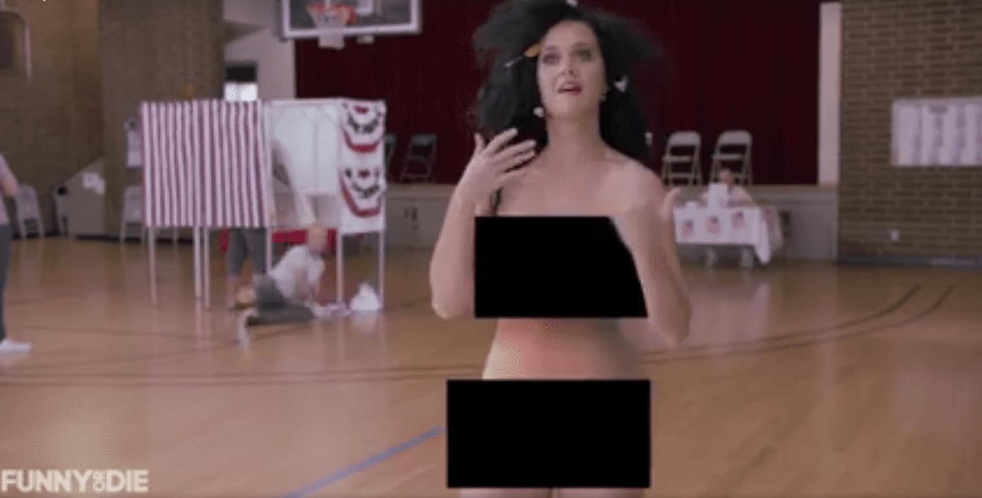 Katy Perry gets naked for Funny Or Dies voting 