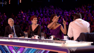 Louis Walsh, Sharon Osbourne, and Nicole Scherzinger shown responding to Cowell's comment. styles medium public images blog posts Adam Dupuis 2016 10 16 d97d88385d9a803c4c684f68485341f9