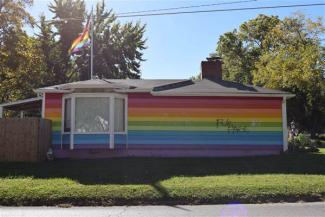 Equality House was vandalized over the weekend while the founder, Aaron Jackson, was inside. Courtesy of Aaron Jackson styles medium public images blog posts Adam Dupuis 2016 10 28 dsc 0302 2875d100c6f17fe5bba797d5c5c7390d.nbcnews ux 600 480