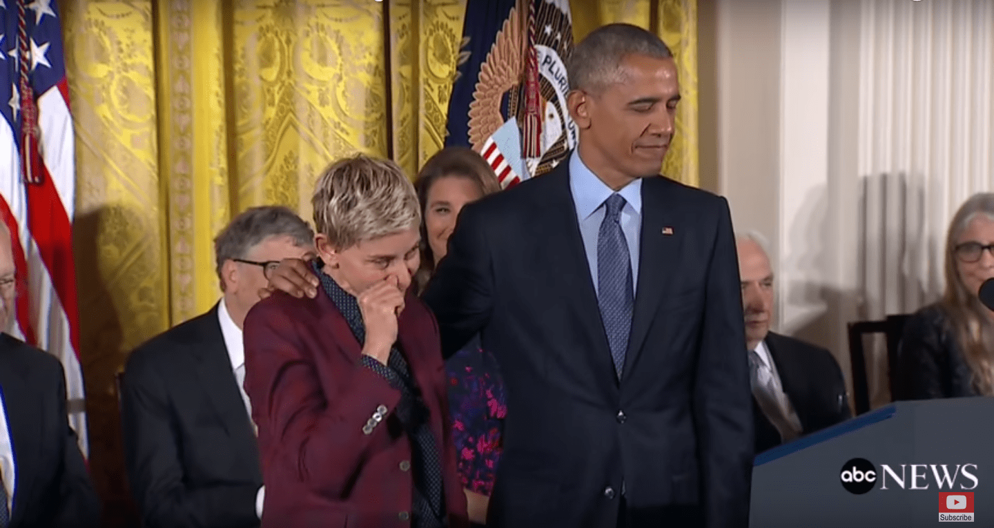 Ellen Gets Emotional When Receiving Medal Of Freedom From Obama 