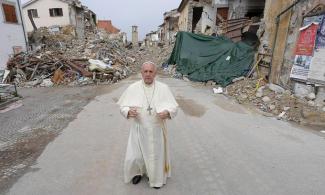 Pope Francis prays in front of quake ruins in Amatrice. The Vatican say Cavalcoli’s views are offensive and disgraceful. Photograph: Osservatore Romano/EPA styles medium public images blog posts Adam Dupuis 2016 11 08 3072