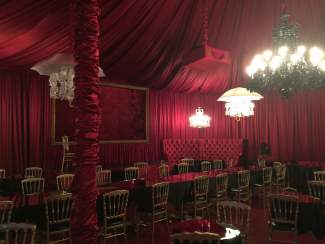 Le Cabaret Room with its Baccarat crystals, even a black crystal chandelier.