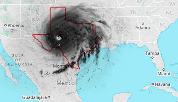 Not where Irma is, but this is an overlay of Irma over the map of Texas to show how big this storm truly is. Photo: dailynews.com styles large public images blog posts Adam Dupuis 2017 09 08 article irmamap
