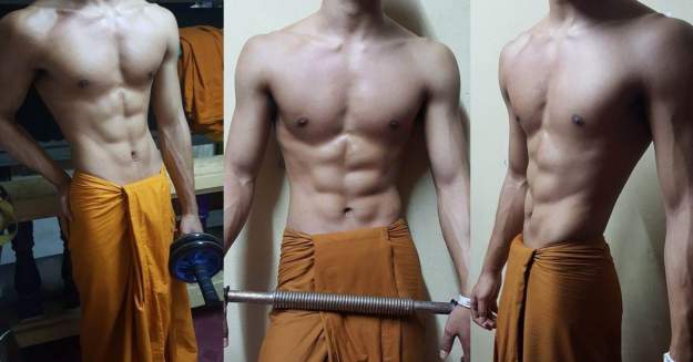 The mysterious ripped Buddhist who's currently going viral on social media / Image via Facebook styles large public images blog posts Devin Randall 2018 12 01 RippedBuddhist2