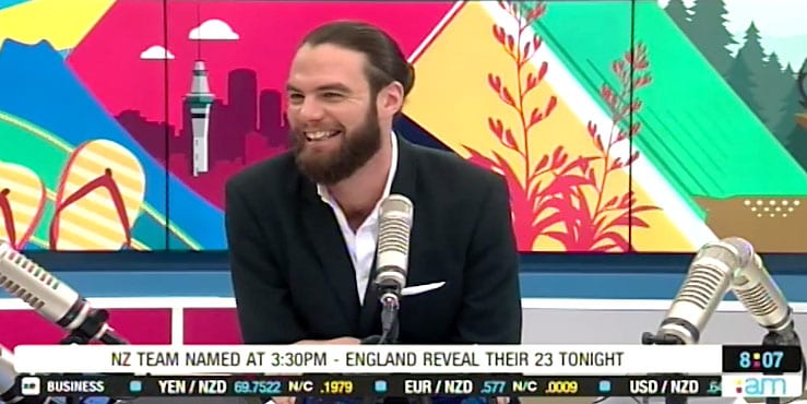 Radio host Ryan Bridge the moment he was accidentally outed on the air (screen capture)