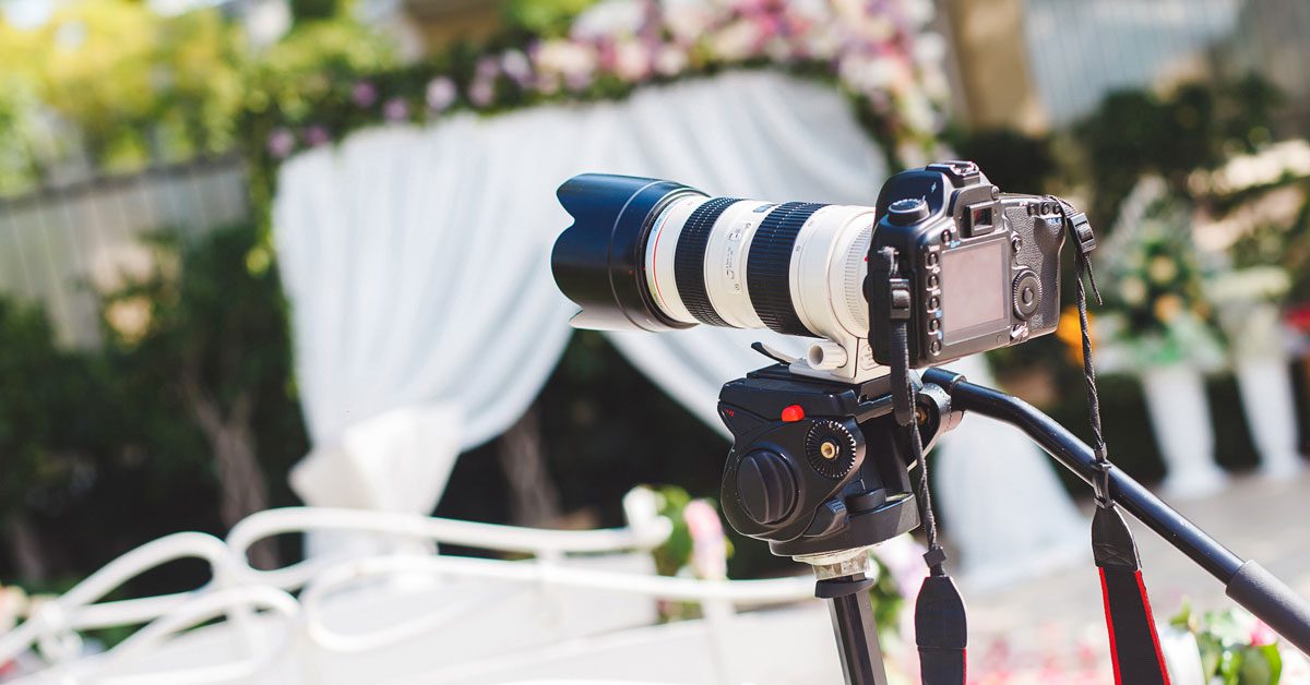 Photo of a video camera left abandoned at a wedding