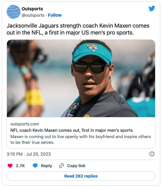 Jacksonville Jaguars Kevin Maxen becomes first professional male