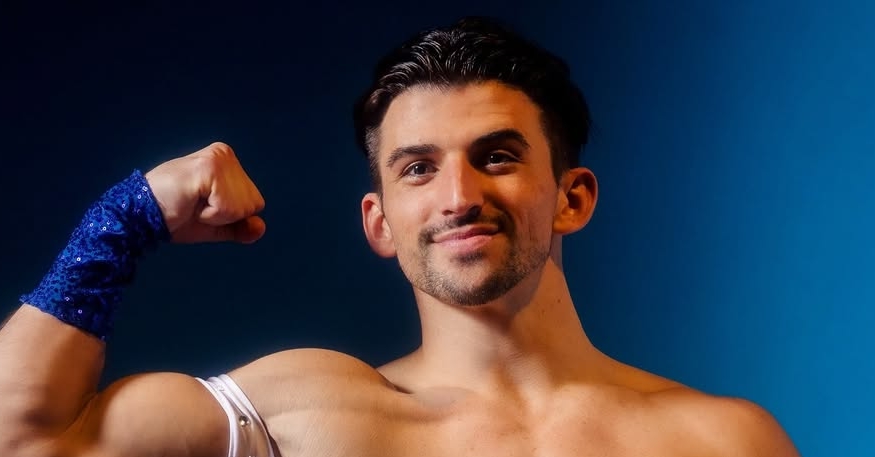 hunter gallagher wrestling blue booty shorts