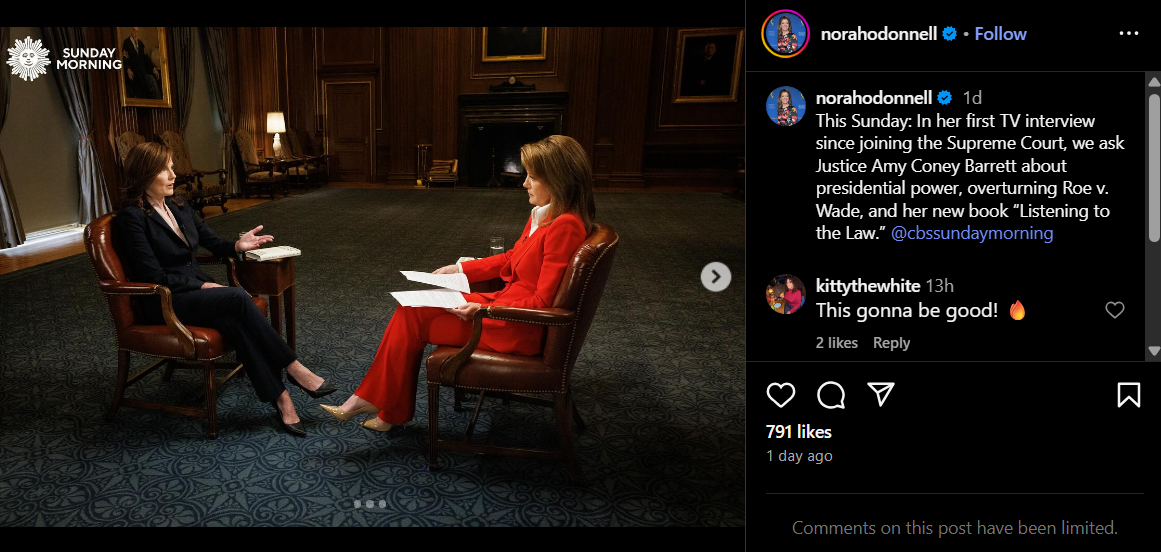 Justice Amy Coney Barrett and Norah O'Donnell