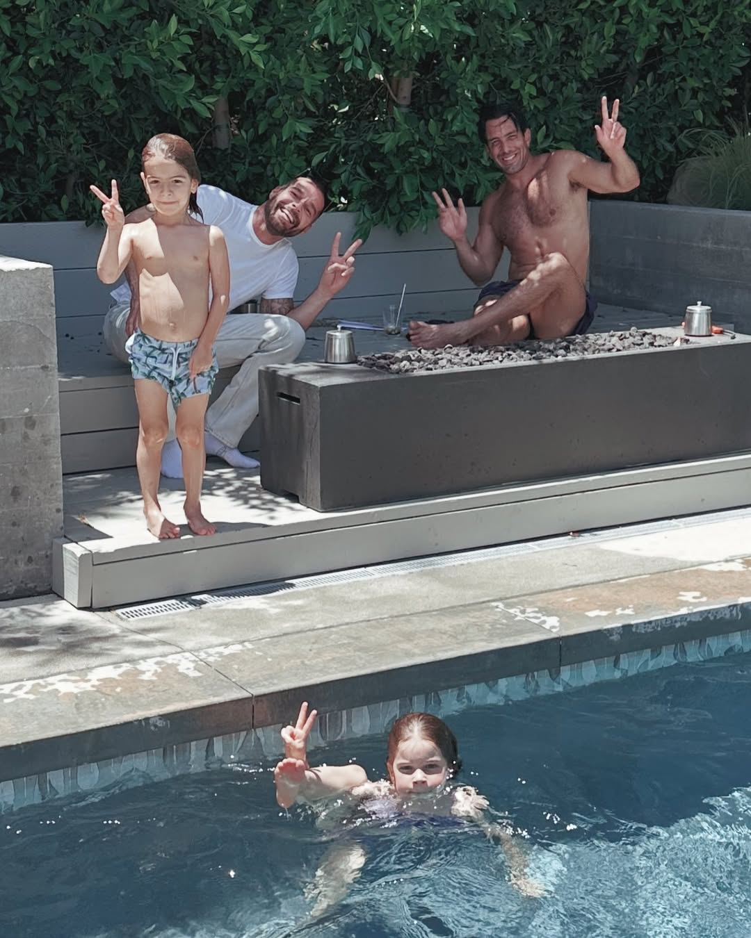 Ricky Martin, Jwan Yosef, and their kids