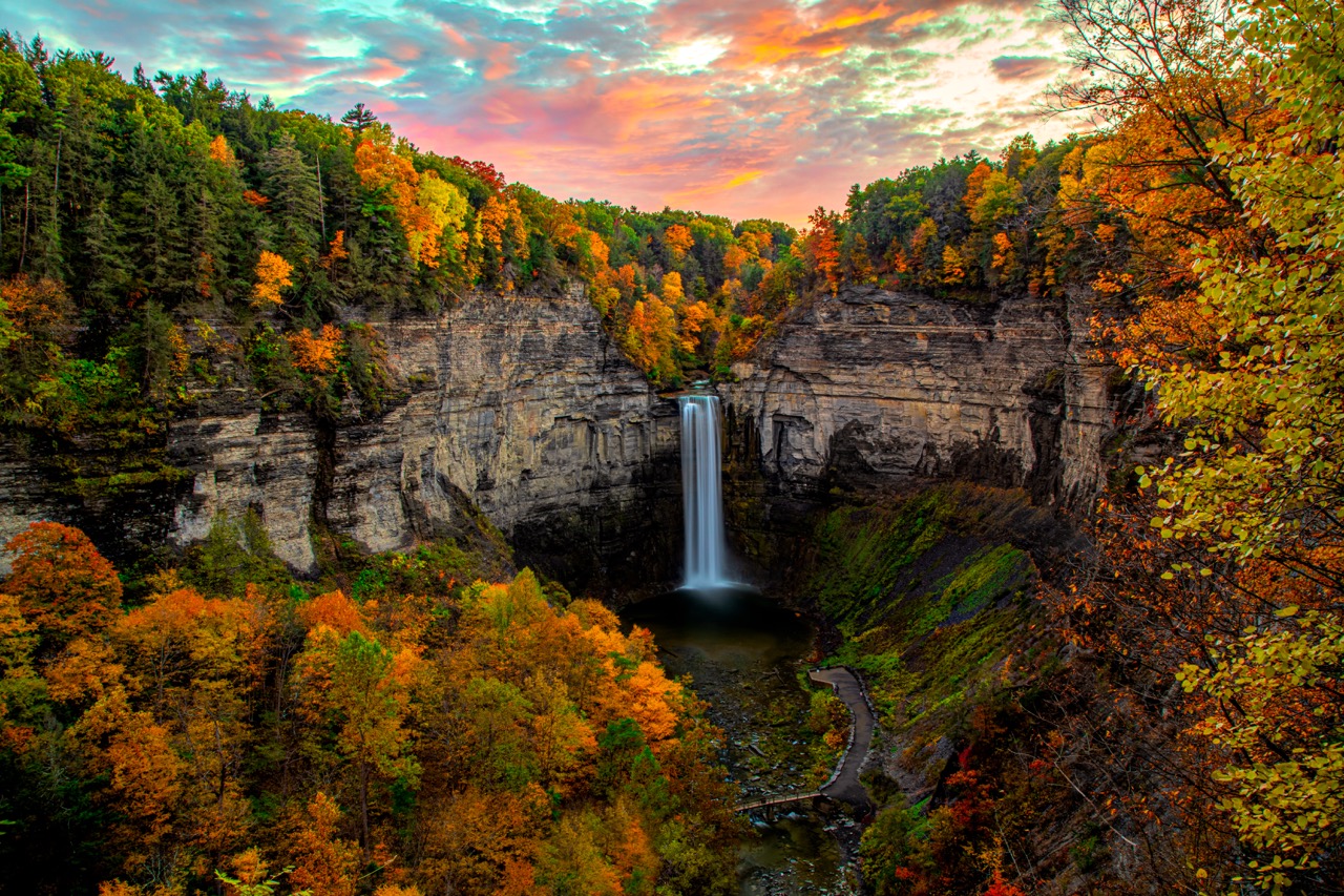 Taughannock Falls Sunset In Full Fall Colors Large