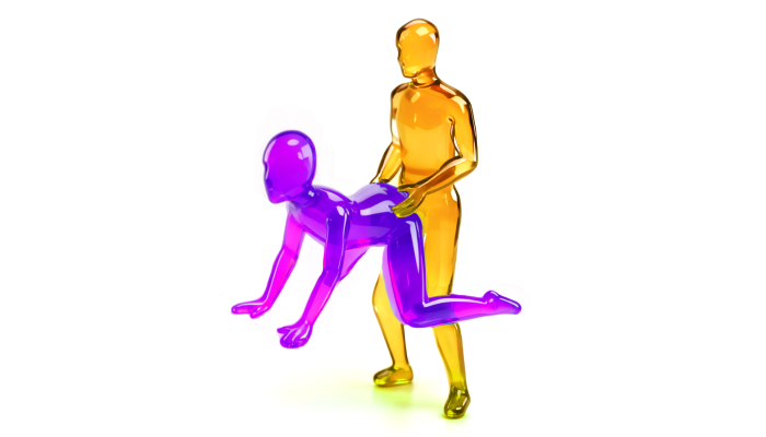 Doggystyle Knees on Bed, Chest Up
