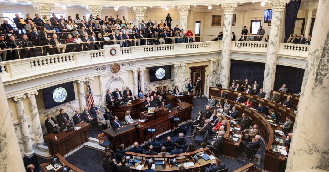 Gov. Brad Little gives the 2025 State of the State address in front of the Idaho State Legislature Jan. 6 2025 in Boise Idaho.KMVT e1771957675274