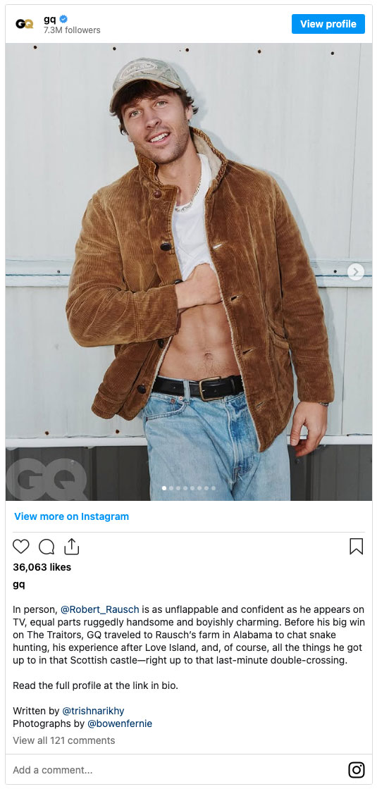 Rob Rausch posed for GQ Magazine