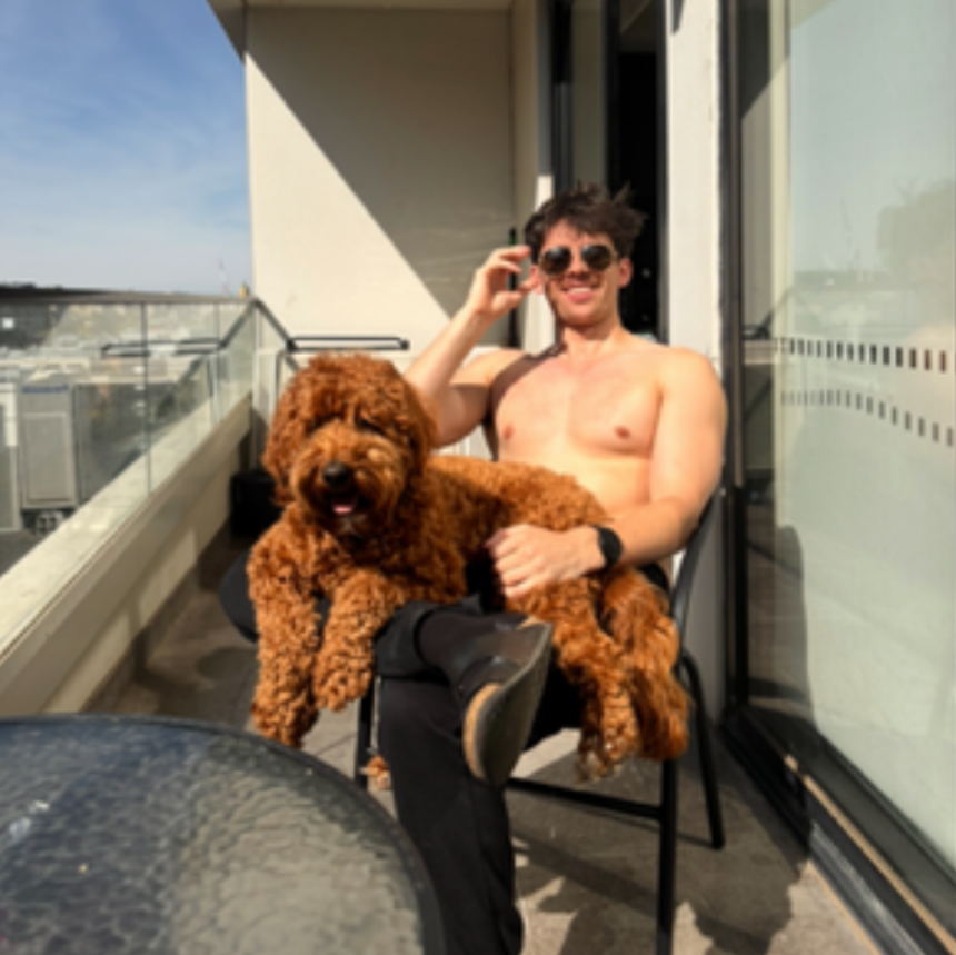 The image of Alex Baty and his dog that was uploaded to Instagram in October hours before his account was suspended for violating Meta rules