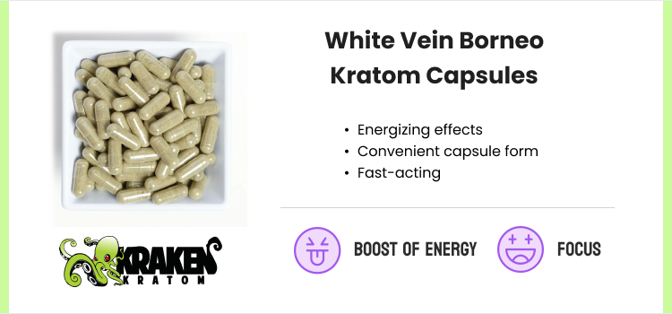 Kraken Kratom White Vein Borneo Kratom Capsules