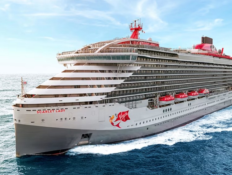The Scarlet Lady embarks on its first voyage around the Caribbean in October. Courtesy Virgin Voyages